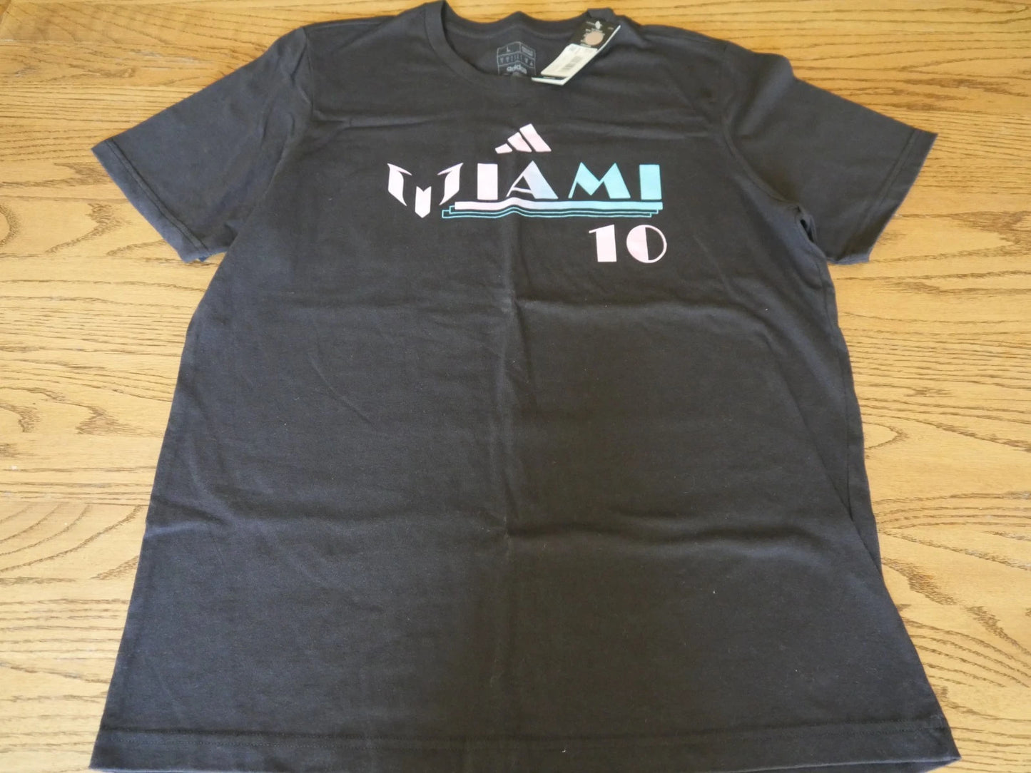 Men's adidas sportswear Miami Messi Graphic T-shirt Black Large JE9514 crew neck