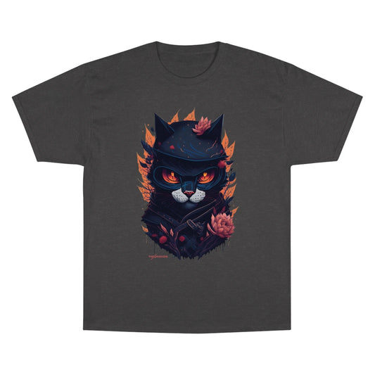 Ninja Cat Champion T-Shirt, Stylish Tee, Funny Kitty Shirt, Cat Lover Gift, Cat