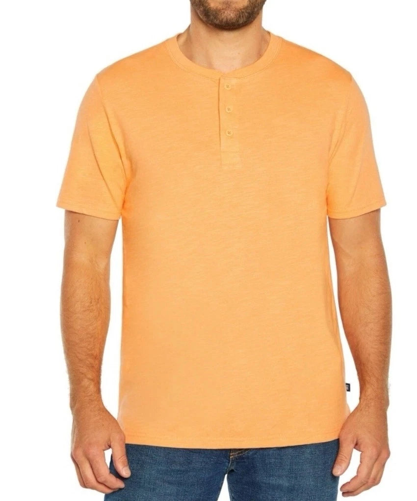 GAP Men's Soft Short Sleeve Half Button Collar Slub Henley Apricot Wash Medium