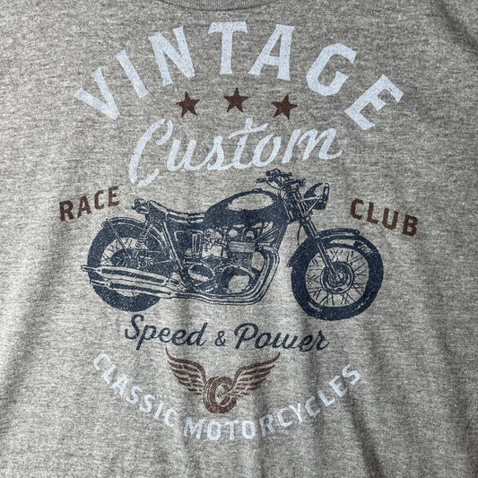 Vintage Custom Race Club Classic Motorcycles 2XL T Shirt Gray Speed & Power