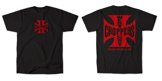 West Coast Choppers OG Classic Reprint Black Red Tee Mens Streetwear Tee S-5XL
