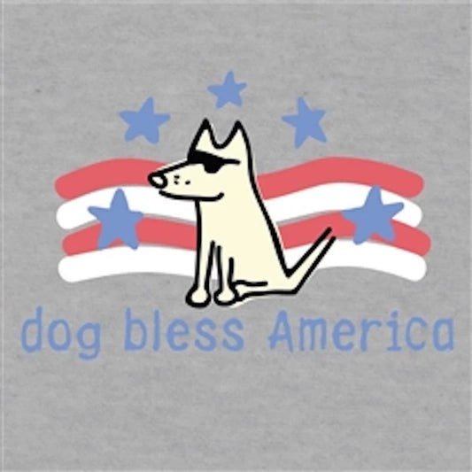 Teddy The Dog Classic T "Dog Bless America" in Grey choose your size M - Last 1!