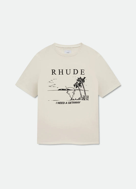 RHUDE Miami Formula Retro Logo Printed Short sleeved T-shirt White