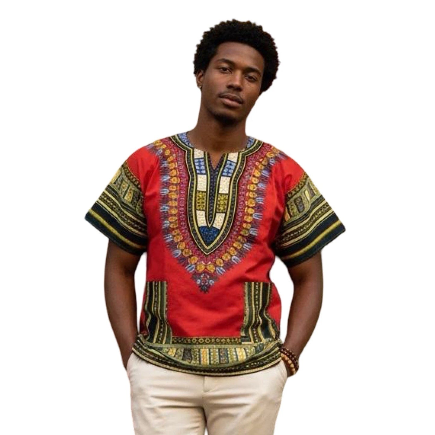 #1 Best Quality Unisex African Bright Dashiki 100%Cotton Shirt Variety Colors.
