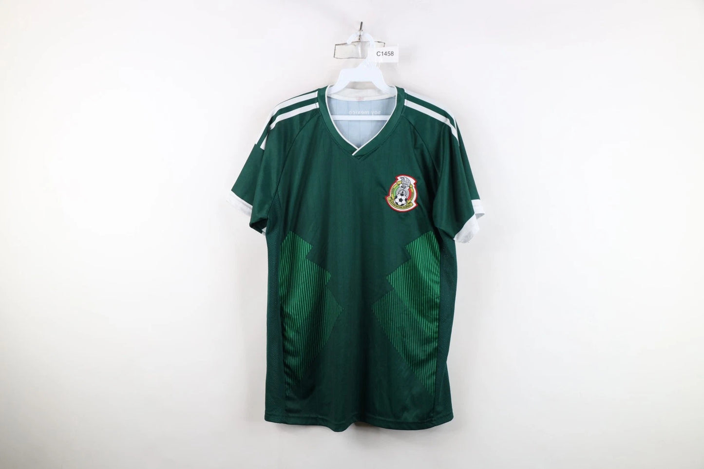 Vtg Mens Medium Striped Spell Out National Team Mexico Soccer Football Jersey