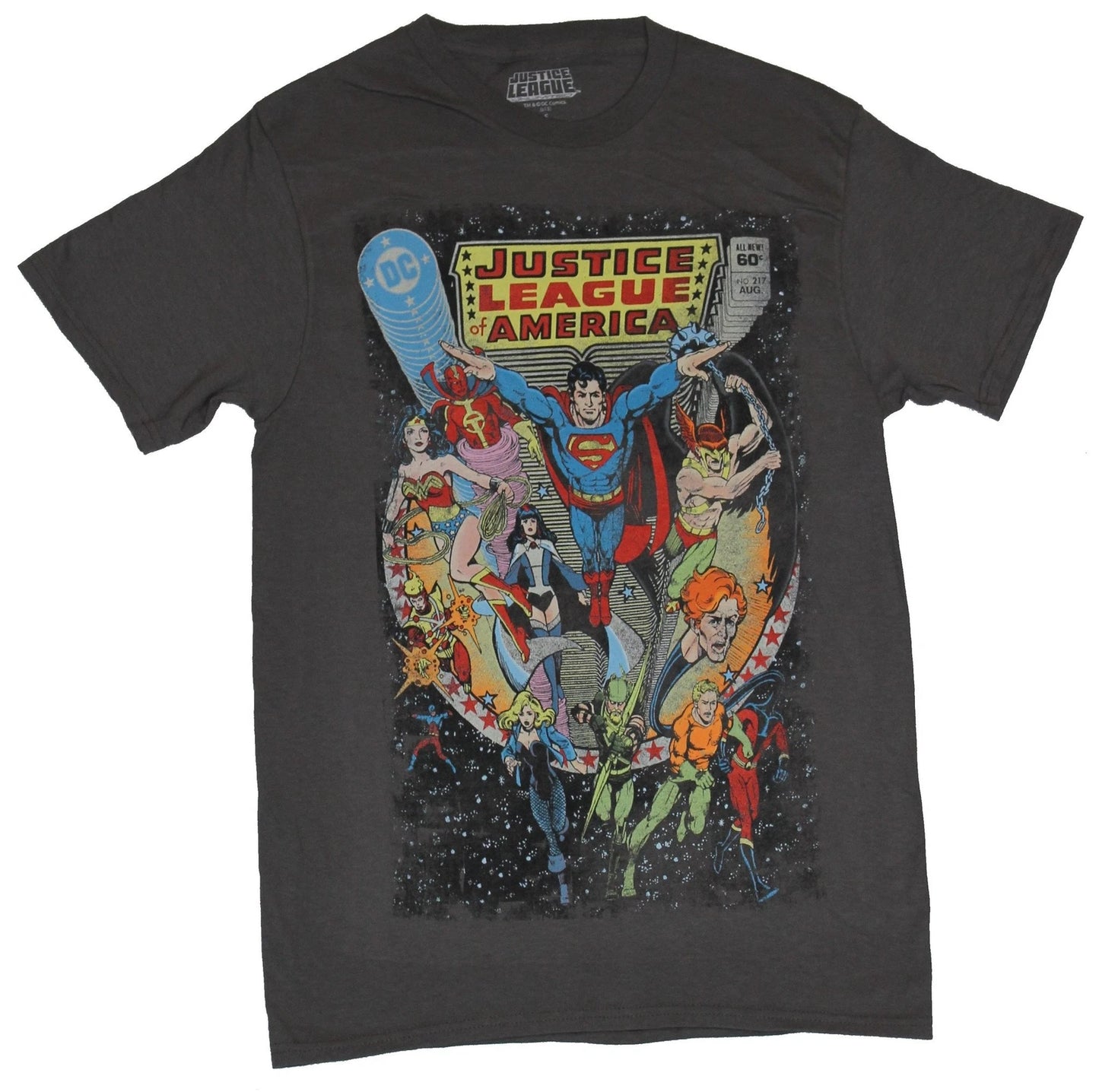Justice League America (DC Comics) Mens T-Shirt - Cover of Issue 217 Perez Art