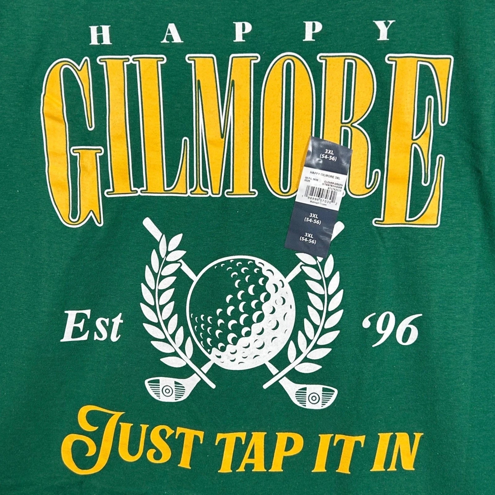 Happy Gilmore Mens Size 3XL Green Just Tap It In Graphic T-Shirt Movie Promo New