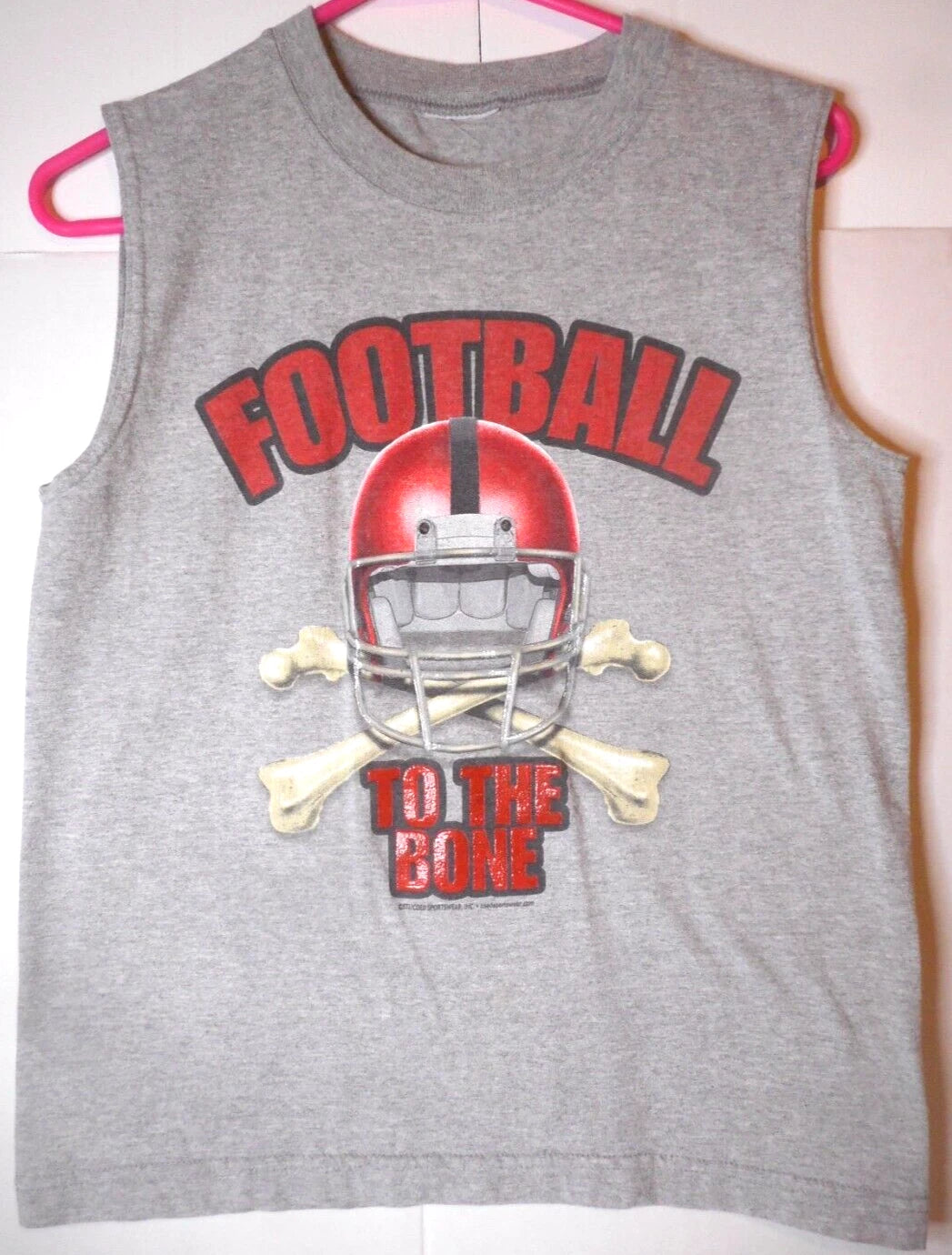 Football TO THE BONE Men's Gray Muscle T-shirt Coed Sportswear READ FOR SIZE