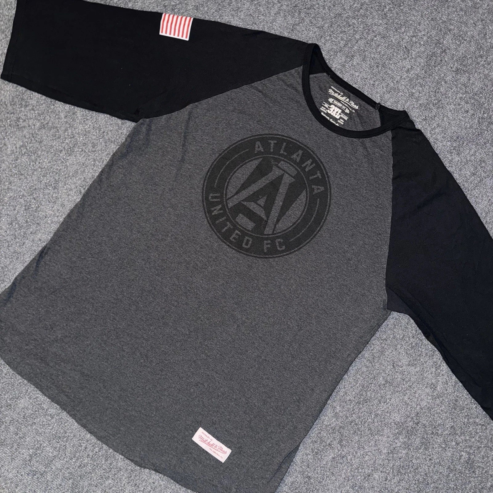 Mitchell And Ness Atlanta United FC Shirt Mens Size 3XL 3/4 Sleeve Tailored Fit