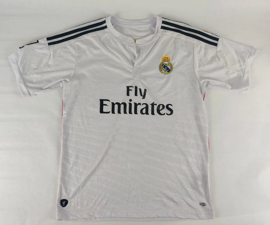 Real Madrid Soccer Jersey Shirt Fly Emirates Short Sleeve Size Medium