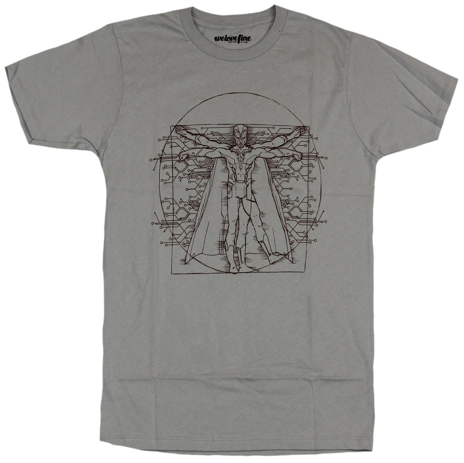 Vison of the Avengers Adult New T-Shirt - Vitruvian Vison Sketch Circle Pic