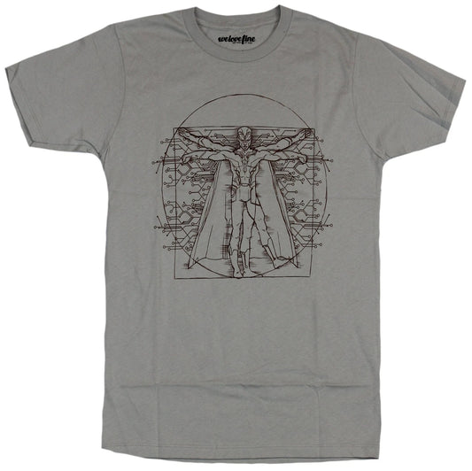Vison of the Avengers Adult New T-Shirt - Vitruvian Vison Sketch Circle Pic