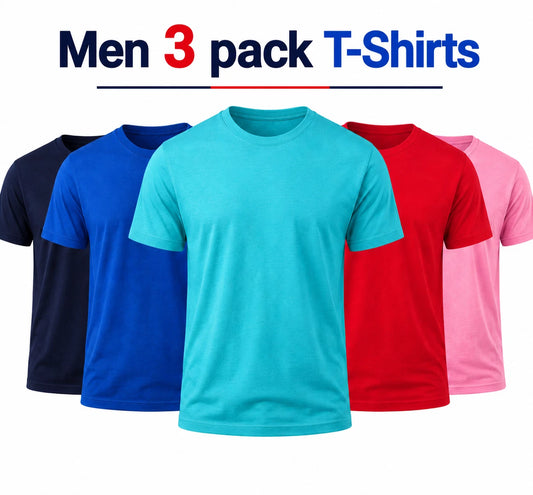 3 Pack Men's T Shirts 100% Cotton Soft Plain Tee Shirt Summer Sale Top Plain Tee