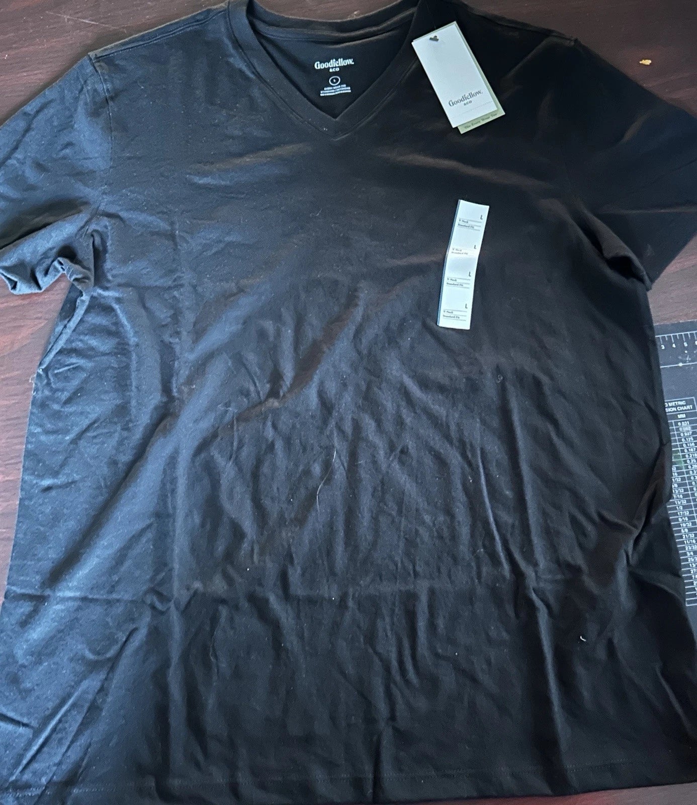 Goodfellow & Co The Every Wear Tee Black V-Neck Knit Men's T-Shirt Size L