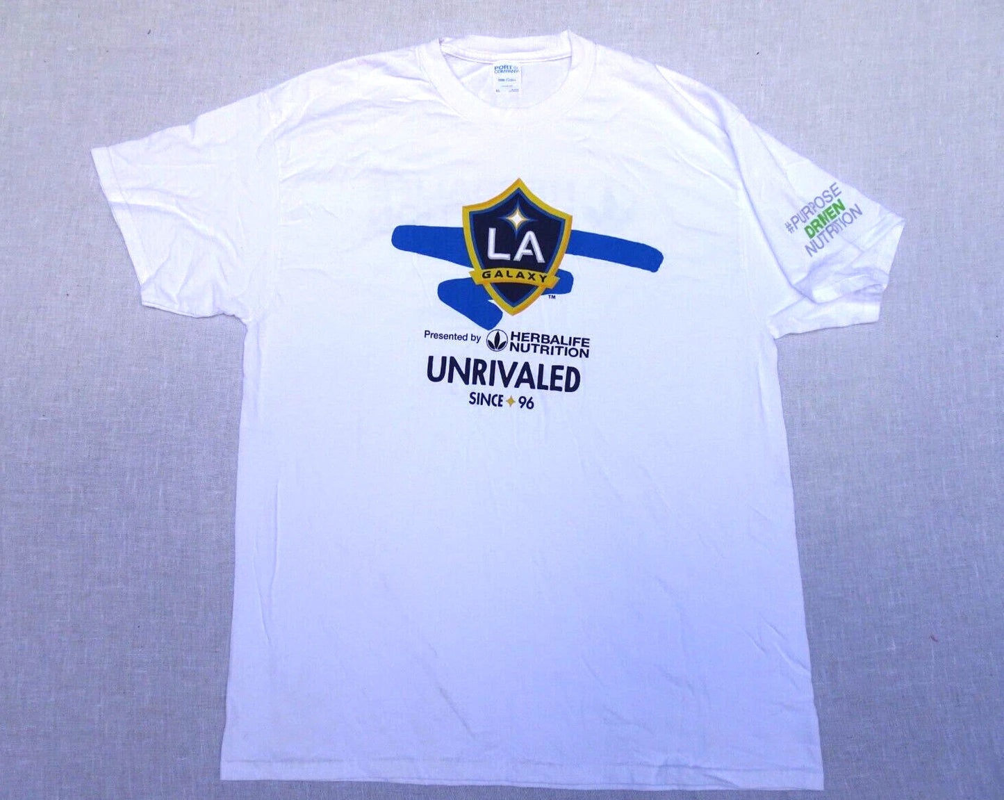 LA Galaxy MLS Soccer Unrivaled Since 96 T Shirt XL White EUC