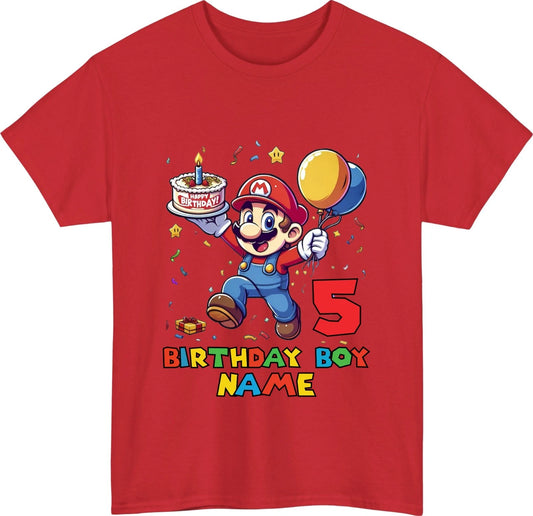 Personalised Super Birthday Boy Gaming T-Shirt Custom Age & Name Party Gift Top