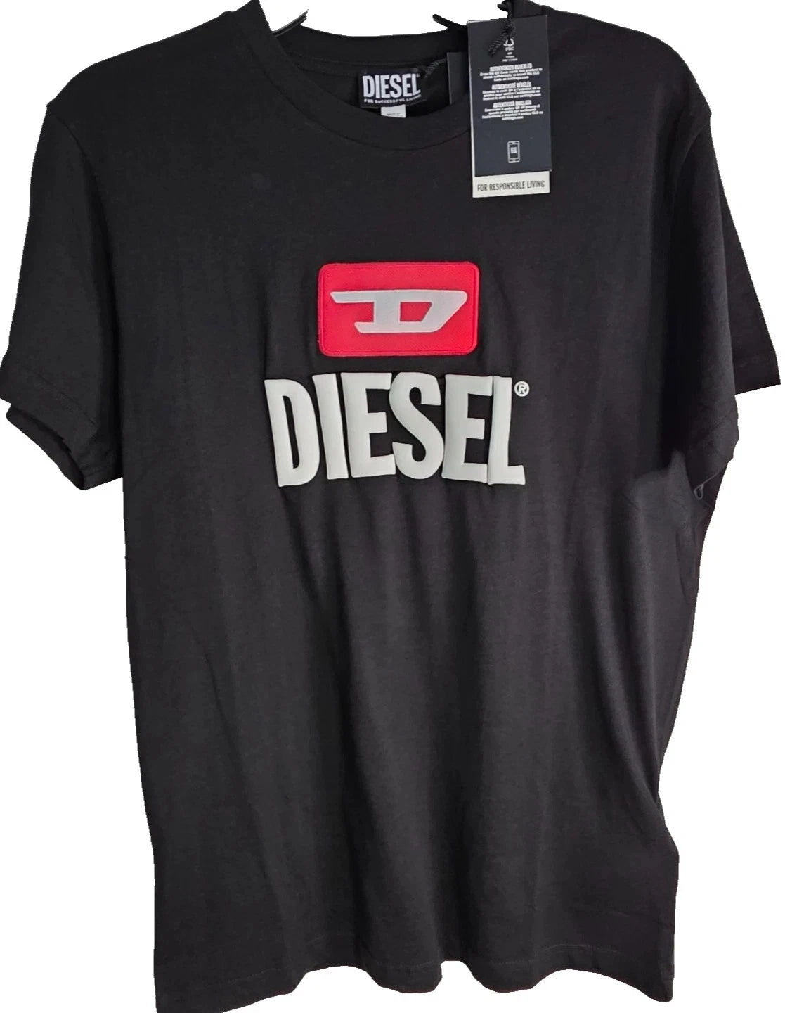 Diesel Diego Men`s Spellout Embroidered Graphic Print t-Shirt Slim Fit