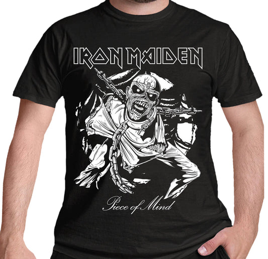 Official Iron Maiden T Shirt Piece Of Mind Eddie Band Logo New S M L XL XXL