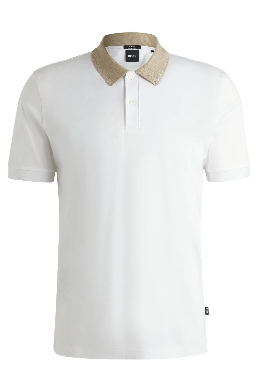 Boss Mens Slim Fit  Mercerized T-shirt  Contrast Collar Band White Sz 3XT