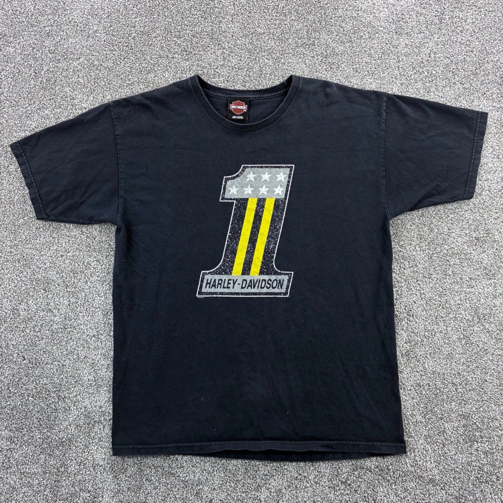Vintage Harley Davidson Shirt Mens Large Black #1 Logo Muskegon Michigan Biker