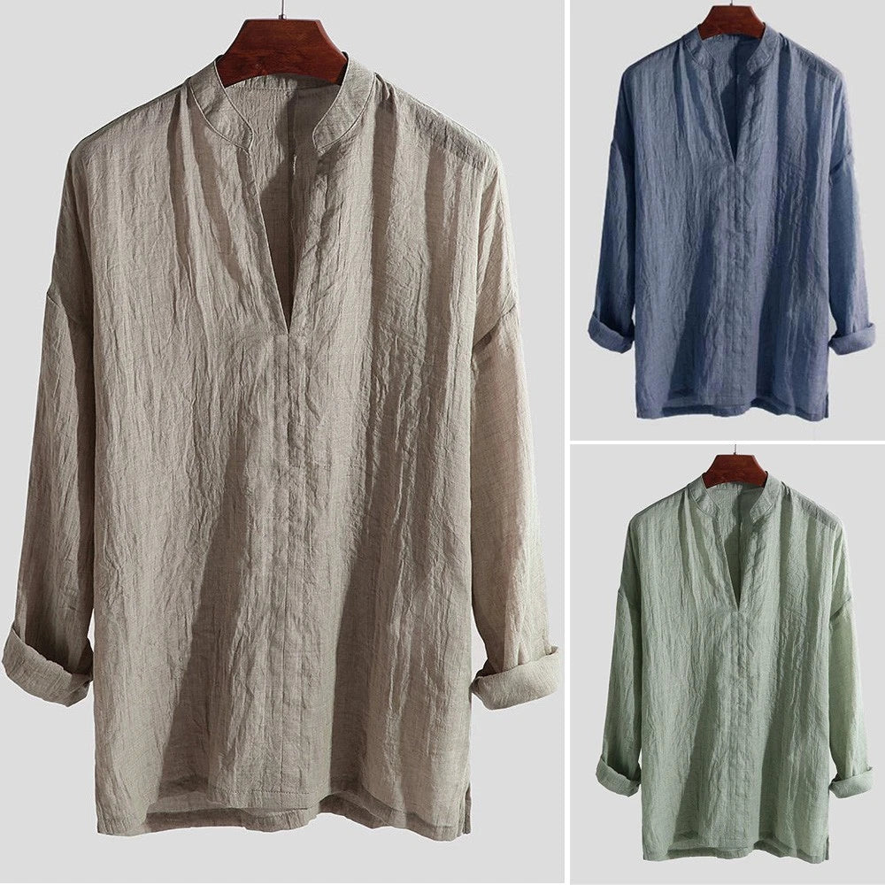 Men Tops Shirt Summer Cotton linen Loose Tops Casual Fashion Baggy Vintage Shirt