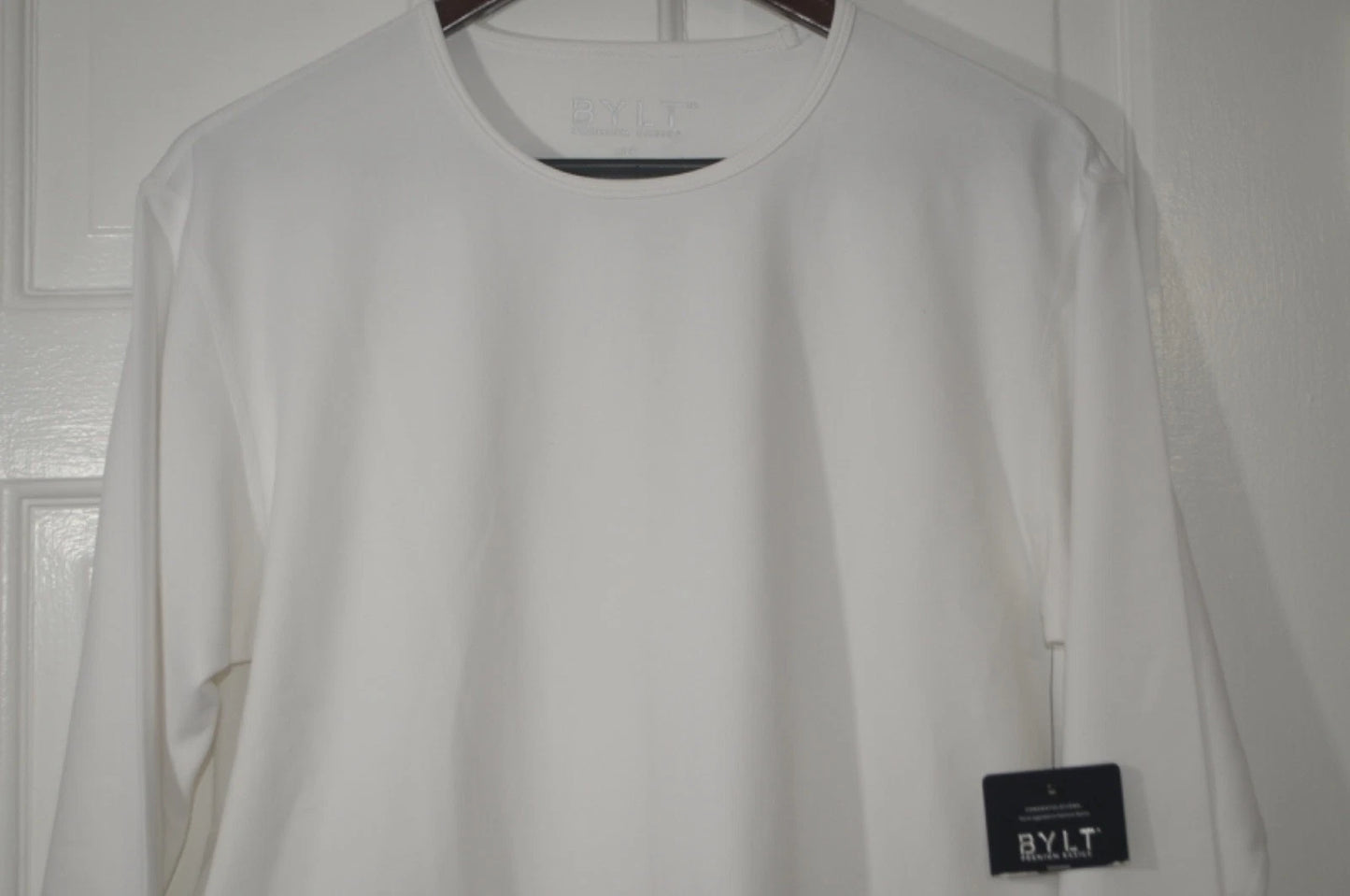 BYLT Premium Basics Men's M Drop Cut Lux Shirt Long Sleeve White New