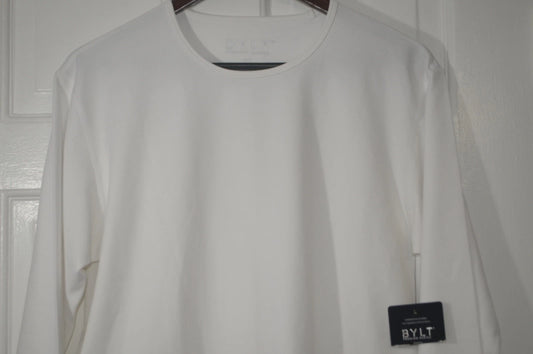BYLT Premium Basics Men's M Drop Cut Lux Shirt Long Sleeve White New