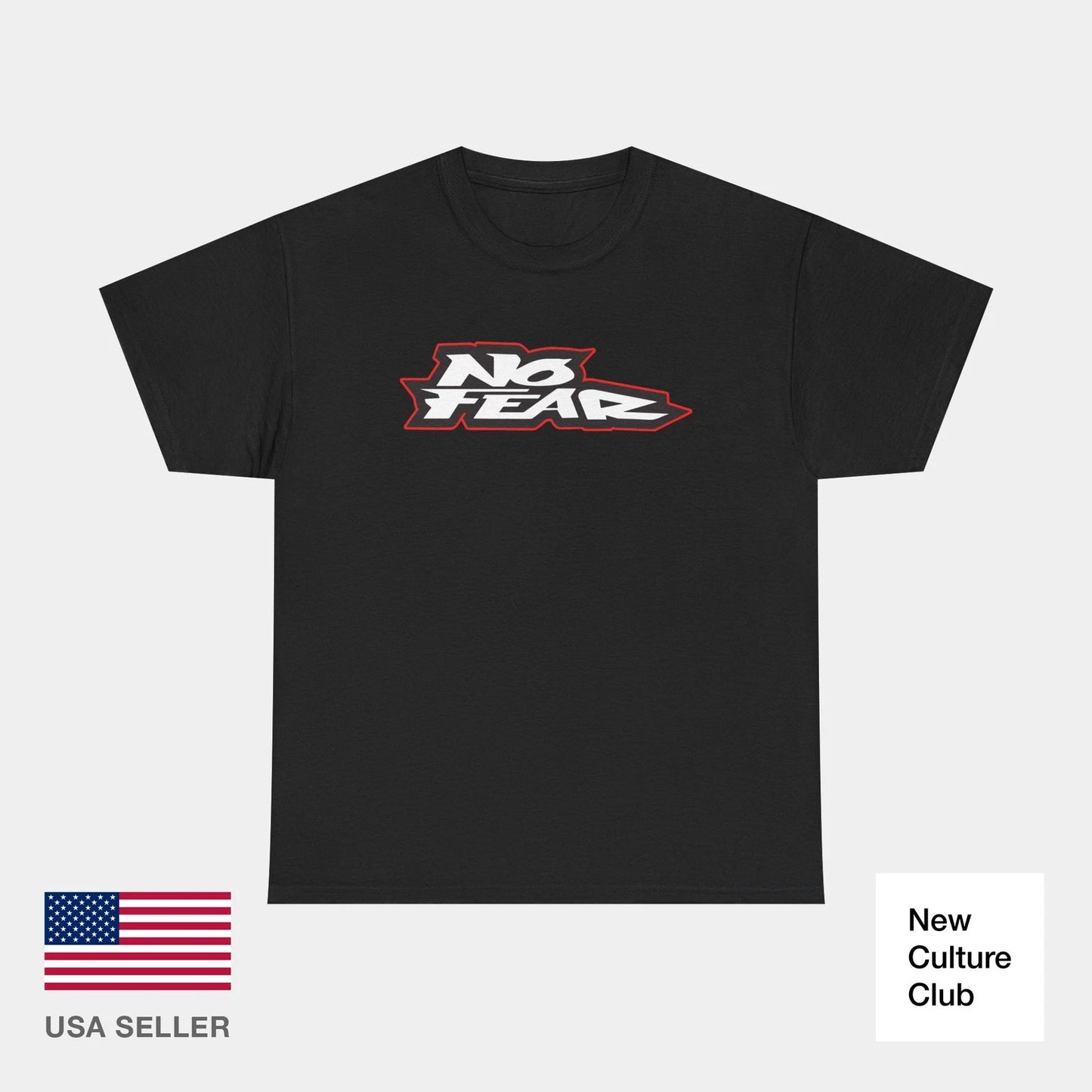 No Fear Lifestyle 90s Gaming Skate Racing Sports T Shirt Black Cotton Tee