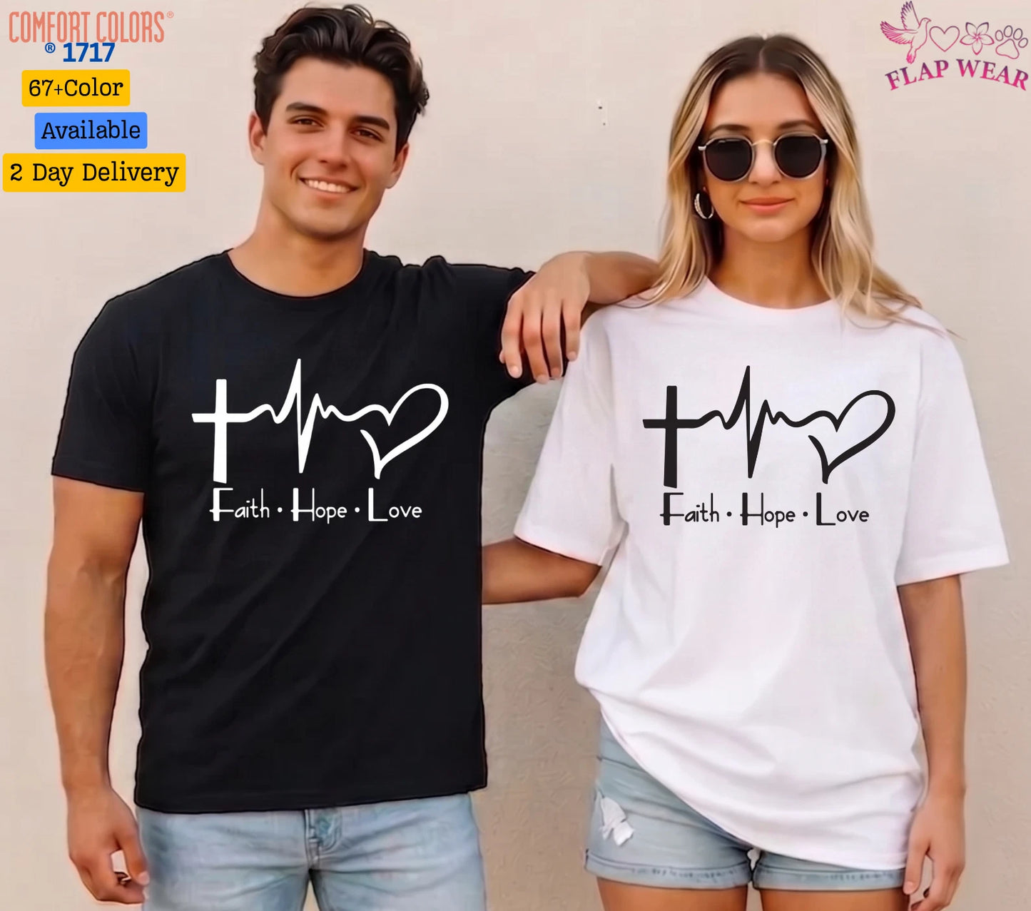 Unisex Faith Hope Love T-Shirt, Men T shirt,Women T shirt Gift Religion Top