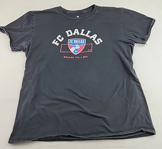 Distressed Fanatics Dallas FC Logo Mens XL Black Soccer Team T-shirt
