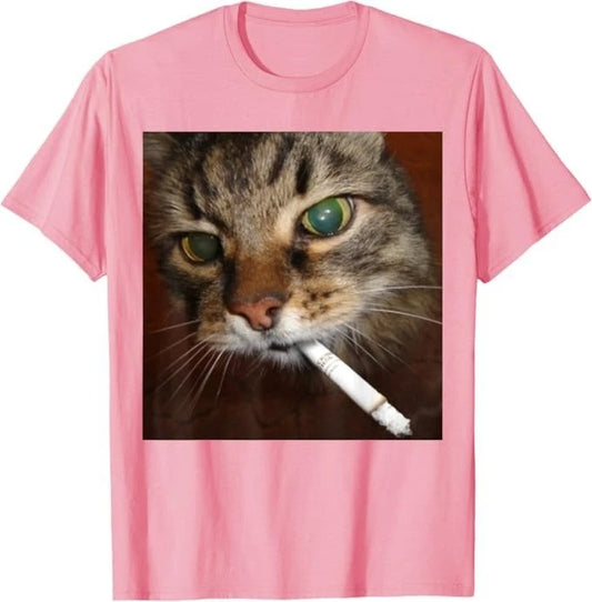 Cat Meme Cat Smoking Cigarette T-Shirt