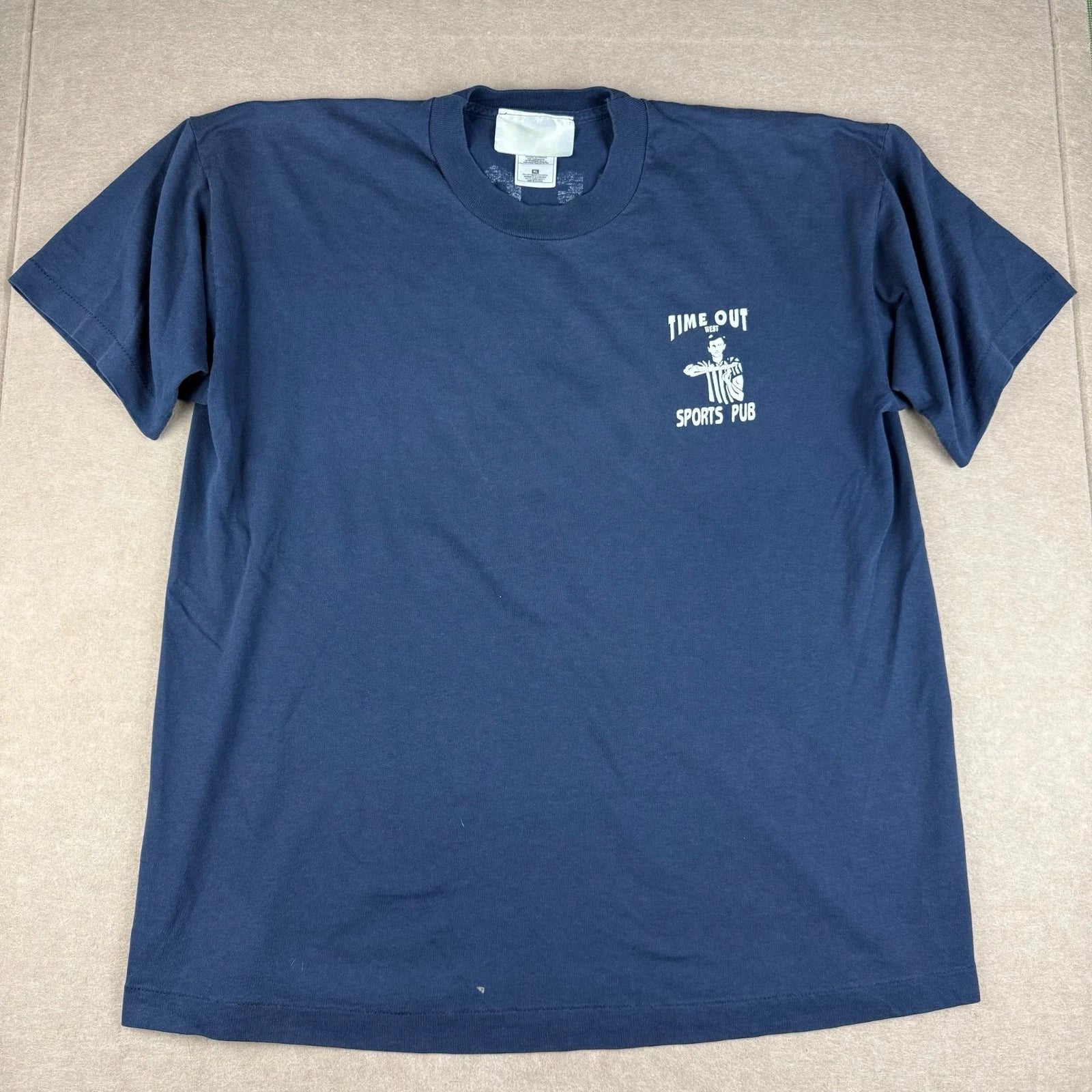 Vintage Time Out Sports Pub Shirt Mens XL Blue Bar Illinois Single Stitch Tee