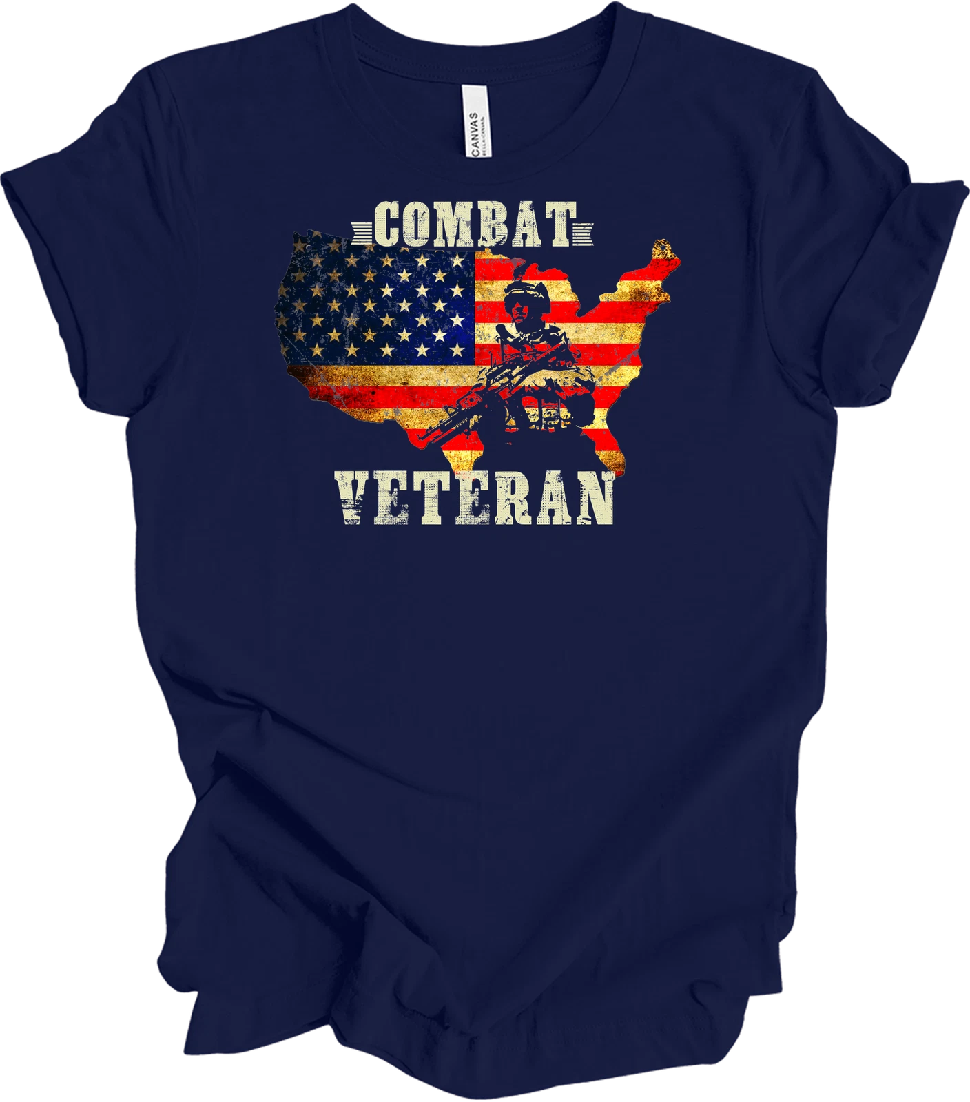 Combat Veteran T-Shirt - Patriotic USA Flag Design