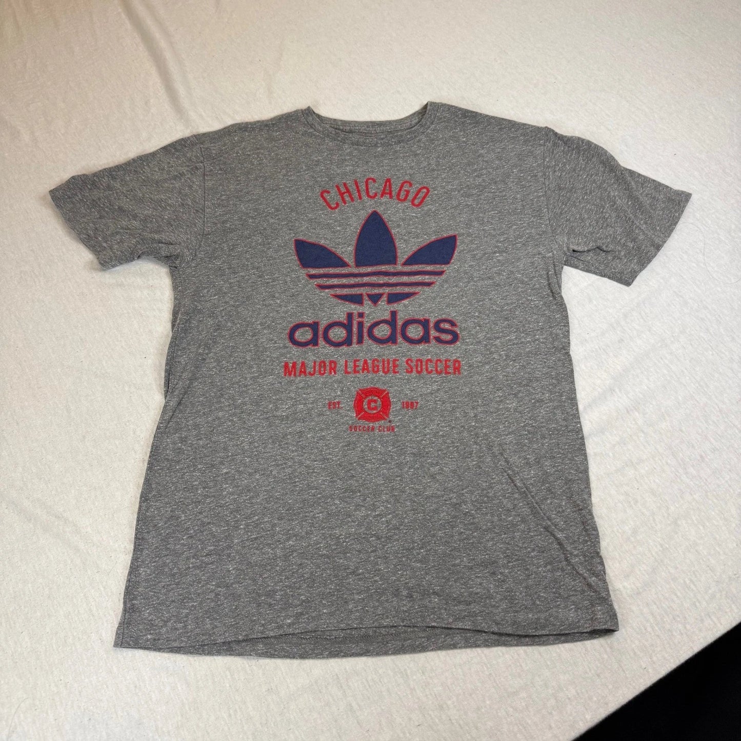 Adidas Chicago Major League Soccer MLS T Shirt Mens Medium Grey Soccer Club Tee