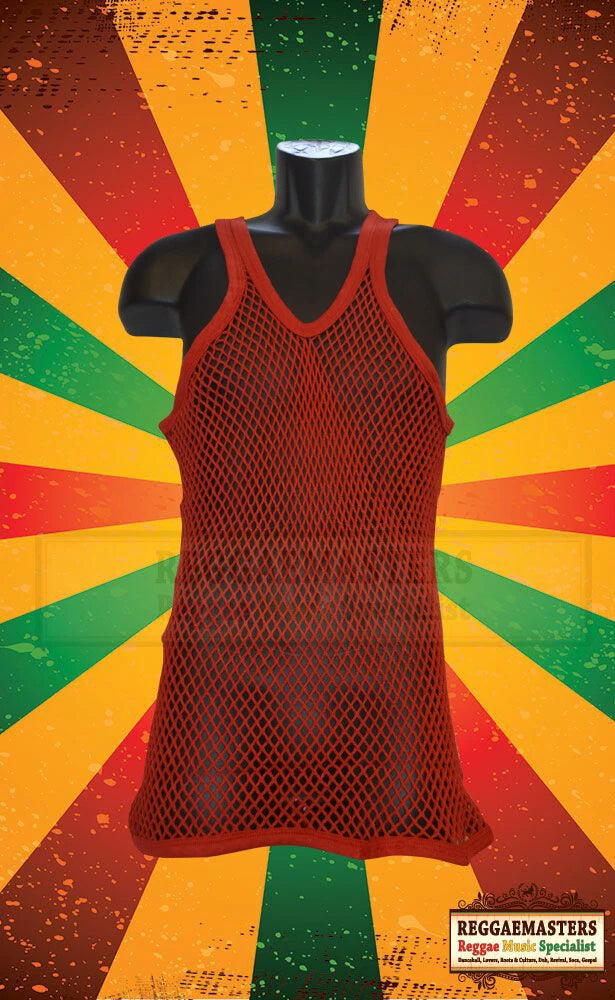 RED STRING MESH FISHNET VEST - UNISEX -100% COTTON