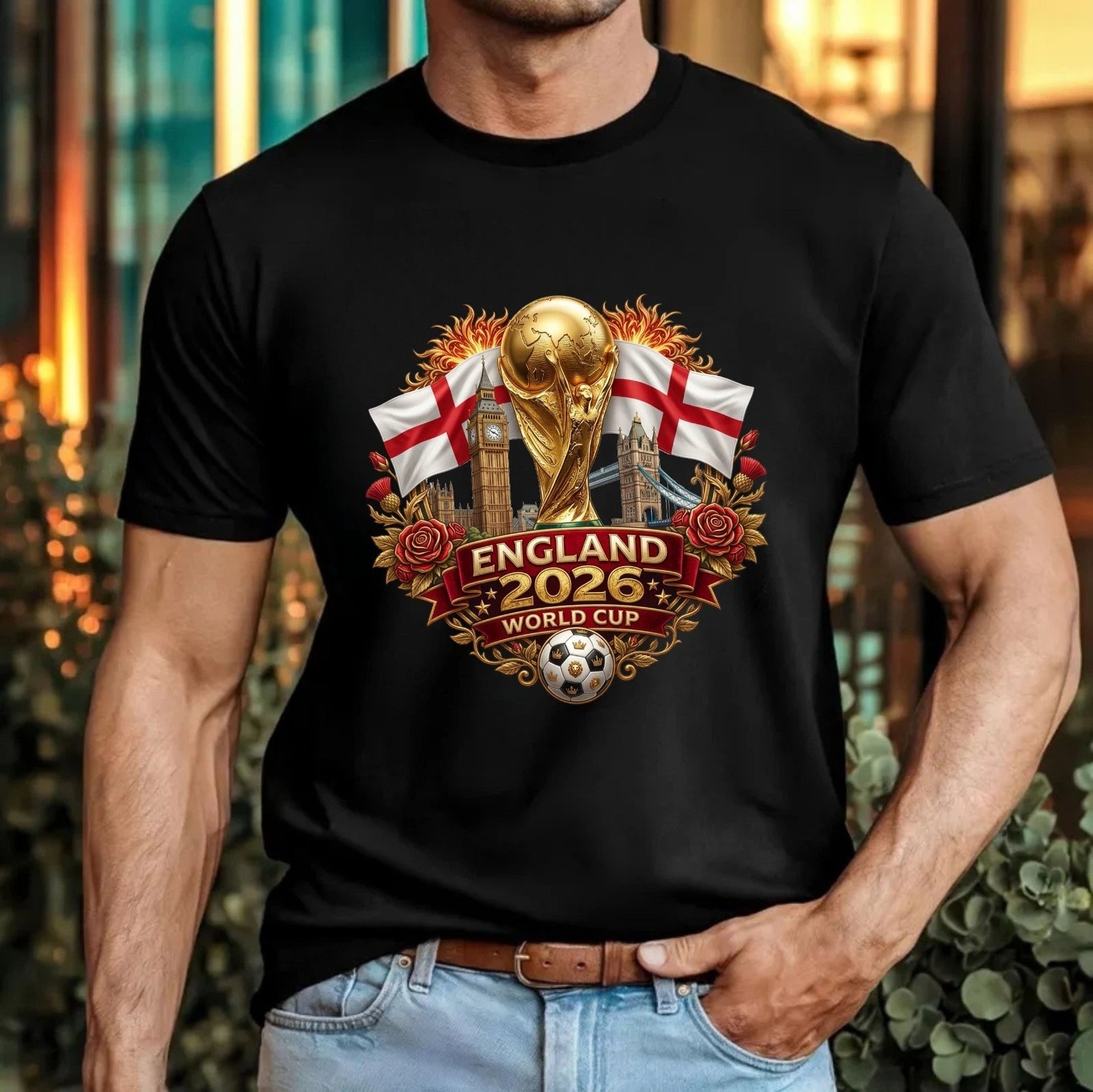 England 2026 World Cup T-Shirt Big Ben Trophy Football Fan Unisex Gift Tee Top
