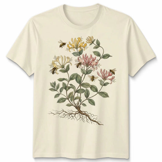 Vintage Honeysuckle Unisex T Shirt Flower Bee 90s Graphic Retro Garden Plant Tee