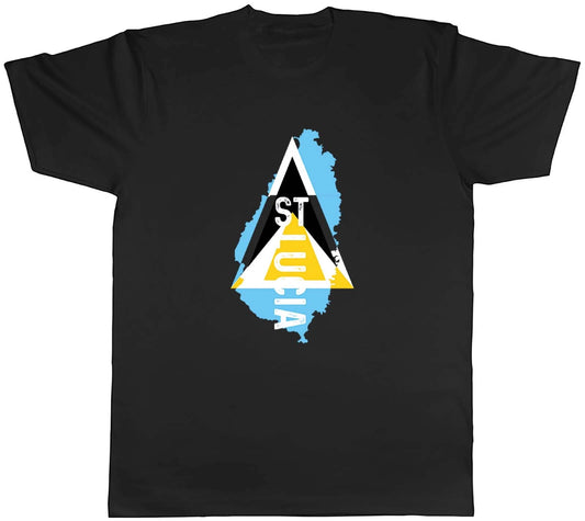 St Lucia Mens T-Shirt Travel Map Flag Unisex Tee Gift