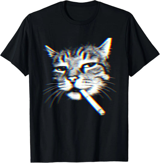 Cat Smoking Cigarette Funny Cig Meme T-Shirt