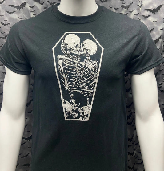 Gothic Skeletons in Coffin T-Shirt Undead Deathrock Macabre Alt Clothing Unisex
