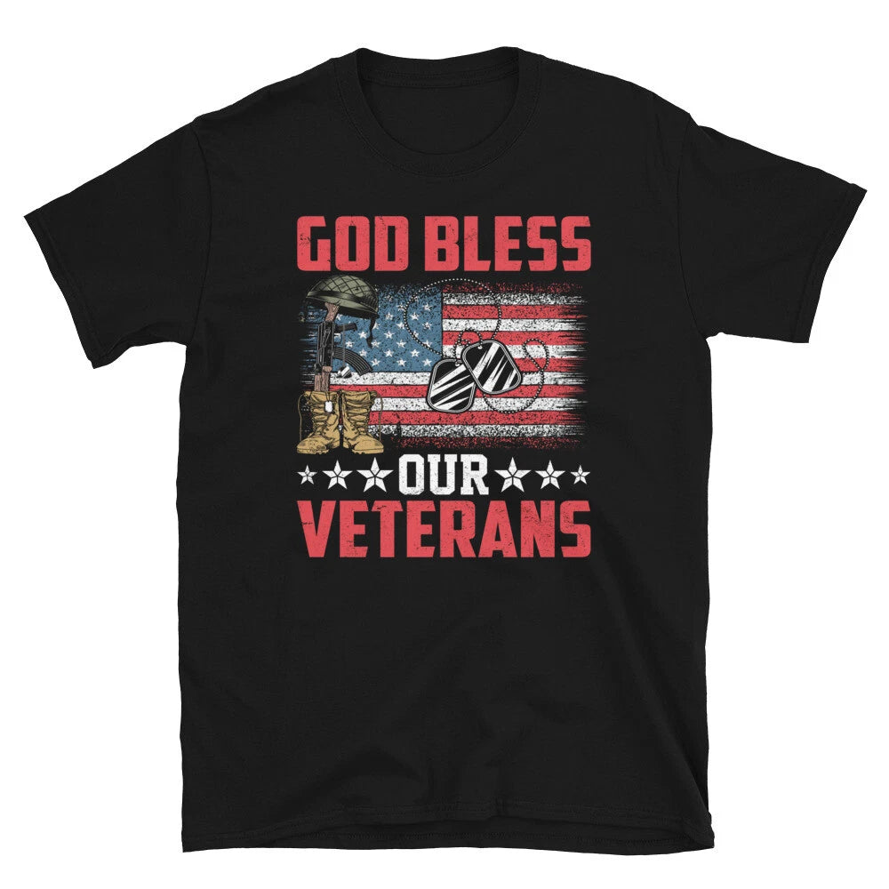 God Bless Our Veterans USA Military Soldiers Short-Sleeve Unisex T-Shirt