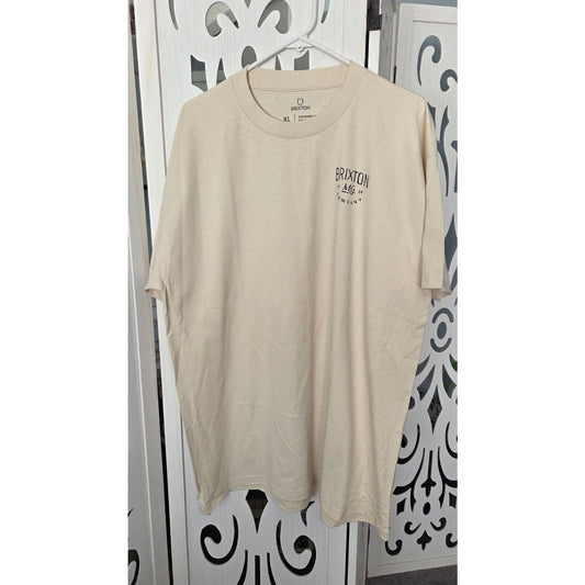 Brixton Custom Qlty Mfg Co Off White Graphic Tee Shirt Mens XL Standard Fit