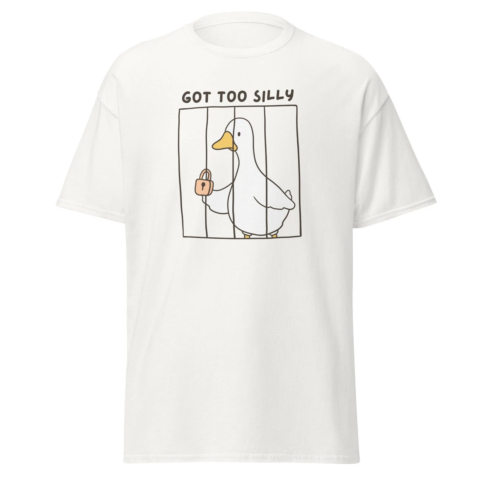 "Got Too Silly" T-Shirt - Funny Goose in Jail Graphic Tee - Silly Goose Humor