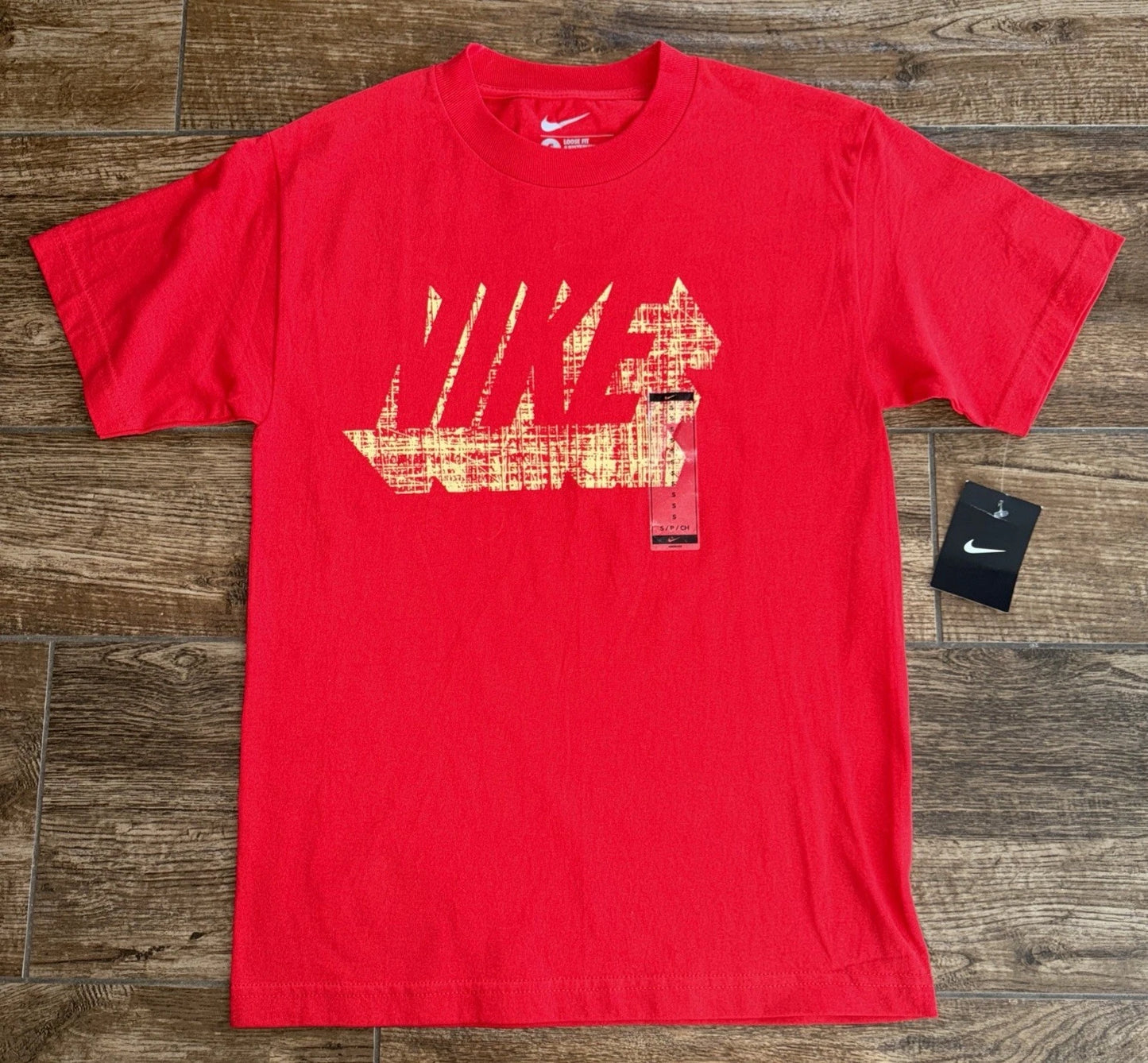 NIKE CUT AD TEE T SHIRT SMALL S RED GOLD ACTIVE LOOSE FIT 448012 648 CREW NECK