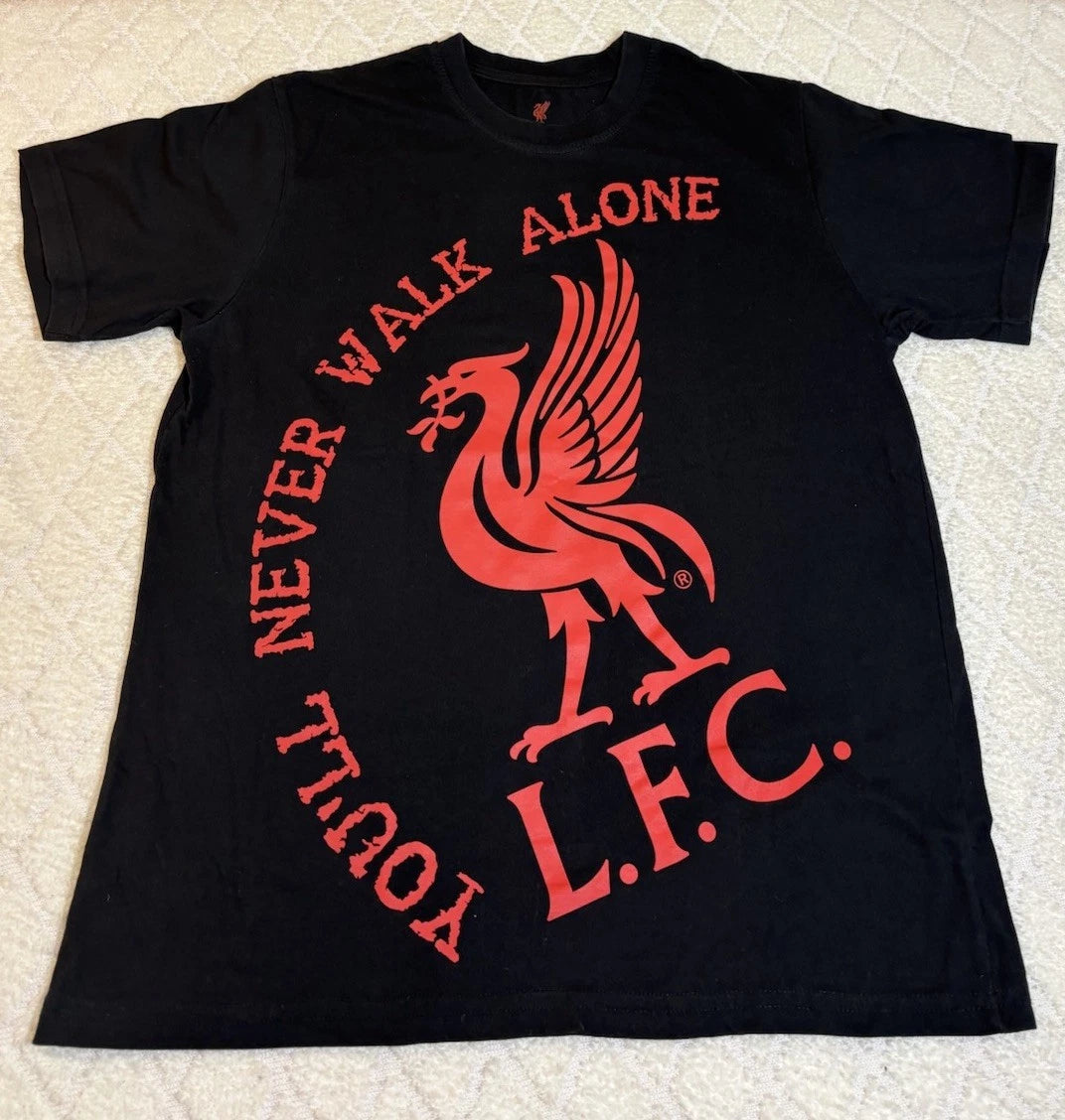 Liverpool FC Liver Bird Crest You’ll Never Walk Alone Black Shirt Size L