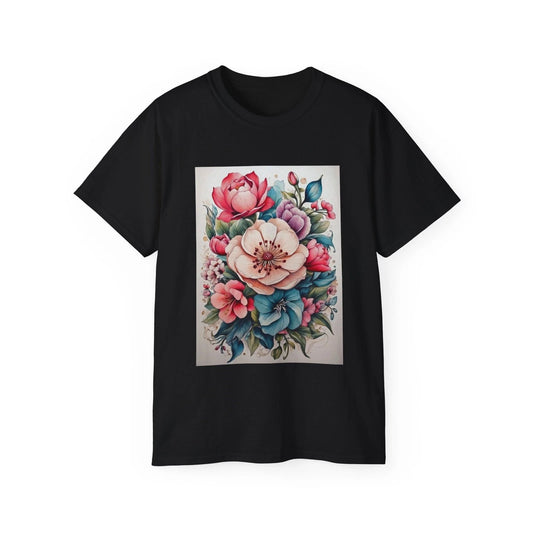 Nature Spring Flowers Tattoo Art Floral | Custom Graphic T-Shirt