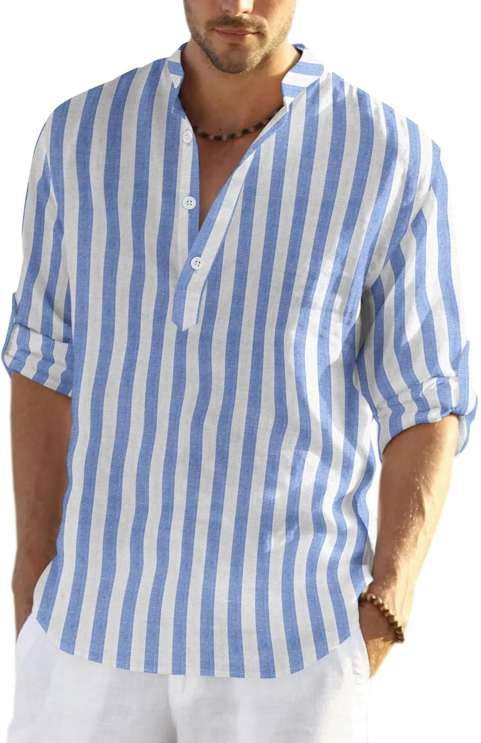 Coofandy T Shirt Casual Henley Solid Mens TShirt Long Sleeve Hippie Beach