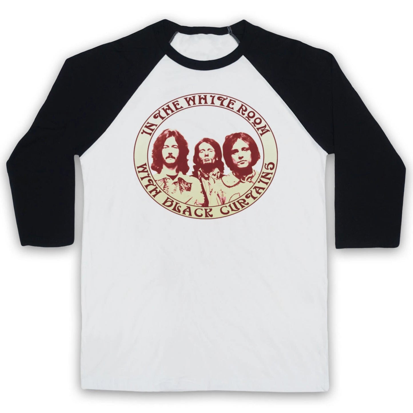 CREAM ROCK LEGENDS UNOFFICIAL WHITE ROOM CLAPTON BAND 3/4 SLEEVE BASEBALL TEE