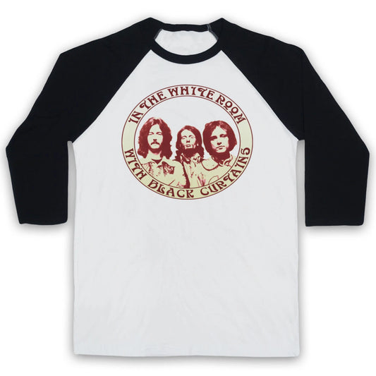 CREAM ROCK LEGENDS UNOFFICIAL WHITE ROOM CLAPTON BAND 3/4 SLEEVE BASEBALL TEE