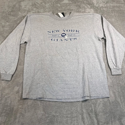 VTG New York Giants Shirt Men's XL Gray Long Sleeve Tee Cotton Polyester